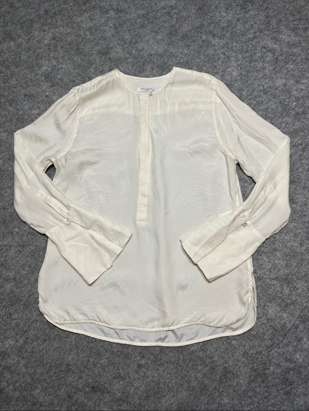 Equipment White Cream Long-Sleeve Silk Blouse